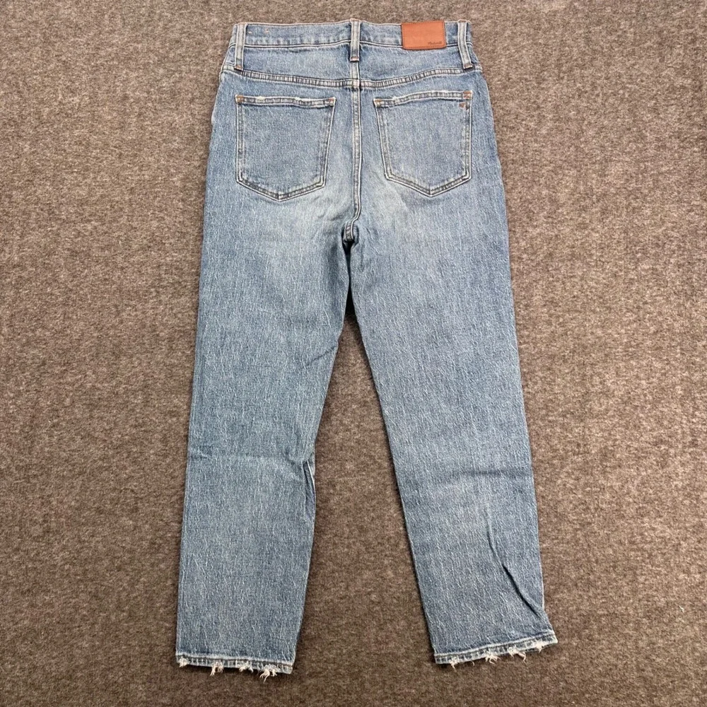 Madewell Classic Straight Jean High Rise Crop Light Wash Raw Hem Womens Size 26 - Picture 6 of 14